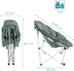 Navaris Klapstoel XXL - Campingstoel Met Opbergtas - Draagbare Stoel Voor Kamperen, Festivals En Vissen -Strandstoel - Inklapbaar - Grijs -Kampeeruitrusting 1200x1150 5