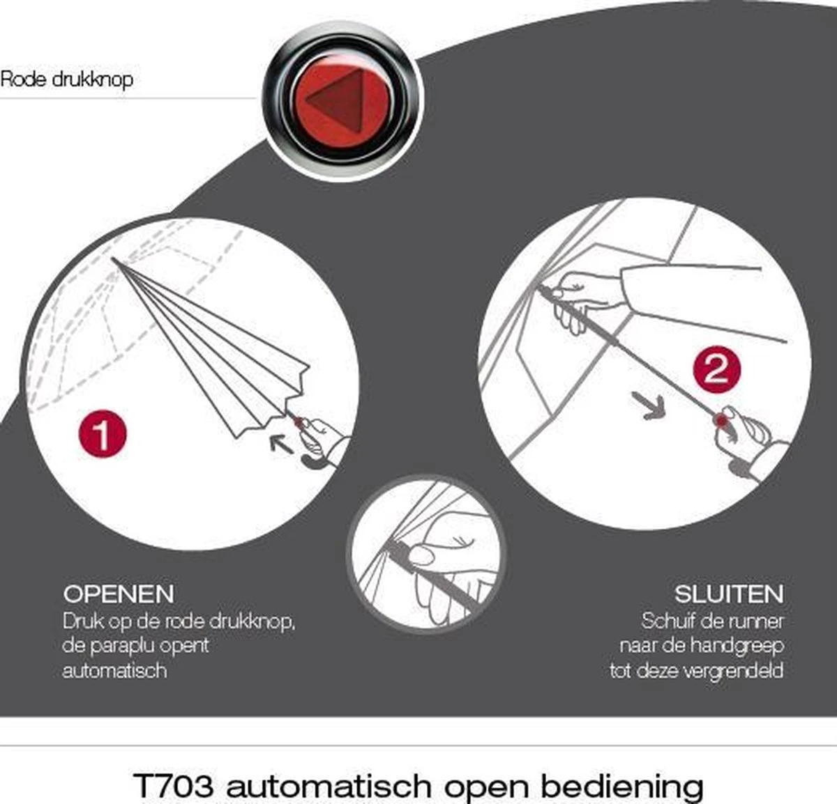 Knirps Paraplu's T Line AC - Zwart 6 Knirps Paraplu's T Line AC - Zwart - Afbeelding 6