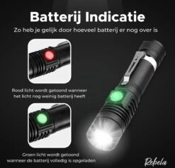 Rebela | Zaklamp Led Oplaadbaar | Flashlight Rechargeable | Waterproof Military Flashlight | Zaklamp 1200 Lumen | Inzoombaar | Oplaadbaar | Inclusief 1 Stuk Oplaadbare Batterij 18650 | Zwart -Kampeeruitrusting 1200x1157 12