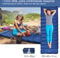 Hikr® Slaapmat 10cm+ Dikte - Comfortabel Luchtmatras - Zelfopblazend Met De Voet - TPU+40D Nylon - Slaapmatje Eenpersoons En Uit Te Breiden Tot Tweepersoons - Slaapmat Met Ingebouwde Pomp -Kampeeruitrusting 1200x1159 4
