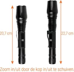 Militaire Zaklamp LED | 1000 Lumen | 2x 18650 Oplaadbare Batterij & Oplader | King Mungo KM-T14 -Kampeeruitrusting 1200x1167 10