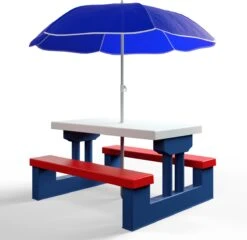 Merkloos Kinder Picknicktafel Met Parasol - Blauw 16 Merkloos Kinder Picknicktafel Met Parasol - Blauw -Kampeeruitrusting 1200x1167