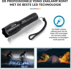 YONO Militaire Zaklamp LED Oplaadbaar - Inclusief Batterij En Oplader – Waterbestendige Zaklantaarn -Kampeeruitrusting 1200x1169 8