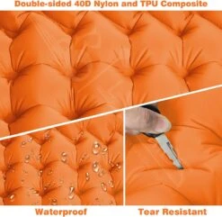 LVNRIDS Isomat, Zelfopblazend, Ultralicht, Luchtmatras, Camping, Zelfopblaasbaar, Opblaasbaar Matras, 3,9 Inch Dik, Met Voetperspomp En Kussen, Voor Camping, Reizen, Outdoor, Wandelen, Strand, Oranje -Kampeeruitrusting 1200x1170 6