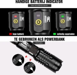 Verbeterde Militaire LED Zaklamp Incl. Opbergdoos Batterij En Diverse Laders - 1200 Lumen - Zwart 8 Verbeterde Militaire LED Zaklamp Incl. Opbergdoos Batterij En Diverse Laders - 1200 Lumen - Zwart -Kampeeruitrusting 1200x1176 8