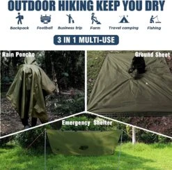 Anyoo Lichte Waterdichte Regenjas Poncho, Herbruikbaar, Ripstop, Ademende Multifunctionele Regenjas Met Capuchon, Opvouwbare Beschermhoes, Onderkant, Ideaal Voor Buiten, Camping, Wandelen, Vissen -Kampeeruitrusting 1200x1179 7