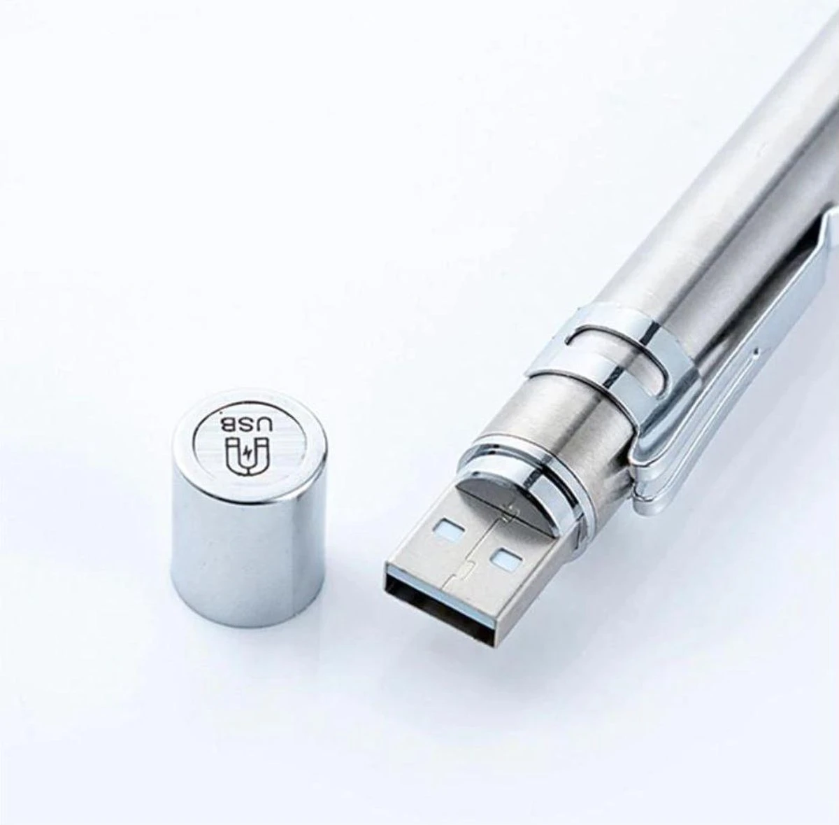 Merkloos 2 Stuks RVS Penlight - Usb Oplaadbare Zaklamp Zwart - Zilverkleur 3 Merkloos 2 Stuks RVS Penlight - Usb Oplaadbare Zaklamp Zwart - Zilverkleur - Afbeelding 3