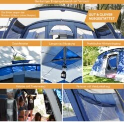 Skandika Nimbus Sleeper 12 Tent – Koepeltenten – 12 Persoons Familietent - Campingtent – Muggengaas – Sleeper Technology (3 Extra Donkere Slaapcabines) – 760 X 630 X 215 Cm (LxBxH) – 5000 Mm Waterkolom – Camping, Tuin – Kamperen – Blauw/wit 13 Skandika Nimbus Sleeper 12 Tent – Koepeltenten – 12 Persoons Familietent - Campingtent – Muggengaas – Sleeper Technology (3 Extra Donkere Slaapcabines) – 760 X 630 X 215 Cm (LxBxH) – 5000 Mm Waterkolom – Camping, Tuin – Kamperen – Blauw/wit -Kampeeruitrusting 1200x1182 2