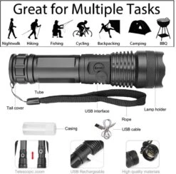 Merkloos Professionele Oplaadbare Led Zaklamp DBW Light XHP50 3200 Lumen