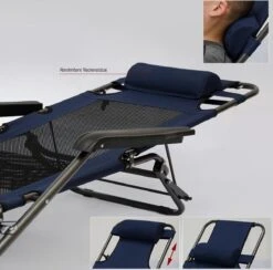 Ligstoel 155x60cm - Opvouwbaar Campingstoel Ligbed Strandstoel Tuinstoel Vouwligstoel Blauw -Kampeeruitrusting 1200x1184 3