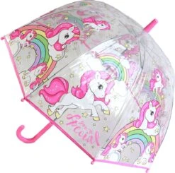 Kids Licensing Paraplu Unicorn + Rugzak Meisjes | Doorzichtige Koepelparaplu Ø70cm Kind | Eenhoorn Gymtas US01
