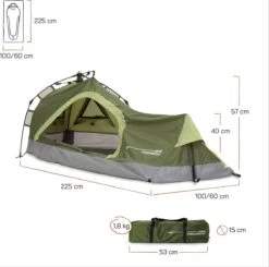 Where Tomorrow Solo Tent 225X100X57 Cm - Groen - 1 Persoons -Kampeeruitrusting 1200x1190 1