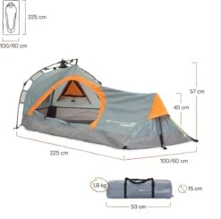 Where Tomorrow Solo Tent Pop Up 225X100X57 Cm - Grijs - 1 Persoons 11 Where Tomorrow Solo Tent Pop Up 225X100X57 Cm - Grijs - 1 Persoons -Kampeeruitrusting 1200x1190