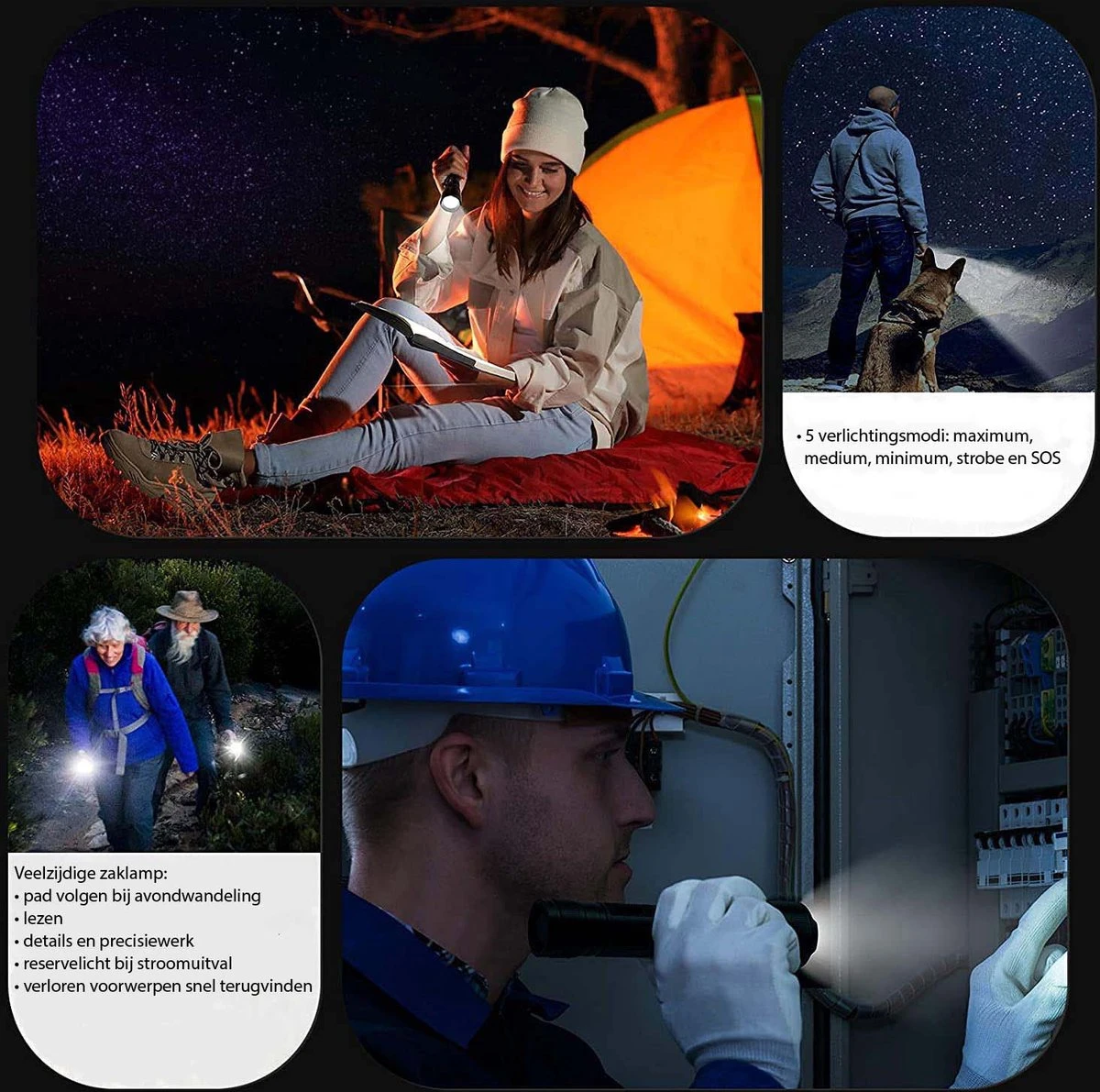 Militaire Zaklamp LED Oplaadbaar USB - 3000 Lumen - Holster - 3000 MAh Batterij - Aanpasbare Zoom - 5 Lichtmodi - IP65 Spatwaterdicht - Zwart 4 Militaire Zaklamp LED Oplaadbaar USB - 3000 Lumen - Holster - 3000 MAh Batterij - Aanpasbare Zoom - 5 Lichtmodi - IP65 Spatwaterdicht - Zwart - Afbeelding 4