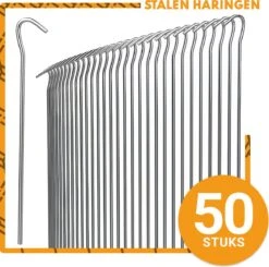 Stalen Haringen Set Van 50st. - Premium Staal - Grondanker - Tent Haring - Grondhaken - Tent Spijker - 20cm Lang - 3cm Haak - 3,5mm Premium Dikte Tentharing - Groots®