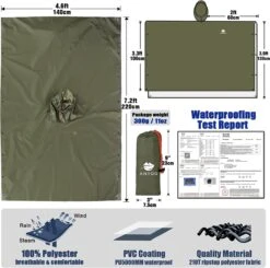 Anyoo Lichte Waterdichte Regenjas Poncho, Herbruikbaar, Ripstop, Ademende Multifunctionele Regenjas Met Capuchon, Opvouwbare Beschermhoes, Onderkant, Ideaal Voor Buiten, Camping, Wandelen, Vissen -Kampeeruitrusting 1200x1192 10