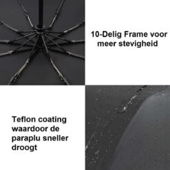 Paraplu - Stormparaplu - Automatisch Uitklapbaar - Opvouwbaar - Zwart - 110 Cm XL - Open En Dicht Knop - Stormbestendig Tot 140 K/m -Kampeeruitrusting 1200x1200 1017