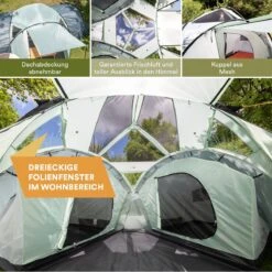 Skandika Bern 4 Koepeltent - Koepeltent - Tenten - 4 Persoons Kampeertent Met Panoramisch Dakraam, 2 Slaapcabines, Grondzeil, 210 Cm Stahoogte, Waterdicht, 4000 Mm Waterkolom - Grote Outdoor Familie Tent, Kampeertent - Grijs -Kampeeruitrusting 1200x1200 110