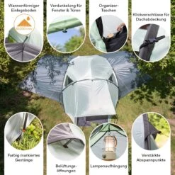 Skandika Bern 4 Koepeltent - Koepeltent - Tenten - 4 Persoons Kampeertent Met Panoramisch Dakraam, 2 Slaapcabines, Grondzeil, 210 Cm Stahoogte, Waterdicht, 4000 Mm Waterkolom - Grote Outdoor Familie Tent, Kampeertent - Grijs -Kampeeruitrusting 1200x1200 112