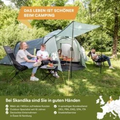 Skandika Bern 4 Koepeltent - Koepeltent - Tenten - 4 Persoons Kampeertent Met Panoramisch Dakraam, 2 Slaapcabines, Grondzeil, 210 Cm Stahoogte, Waterdicht, 4000 Mm Waterkolom - Grote Outdoor Familie Tent, Kampeertent - Grijs -Kampeeruitrusting 1200x1200 113