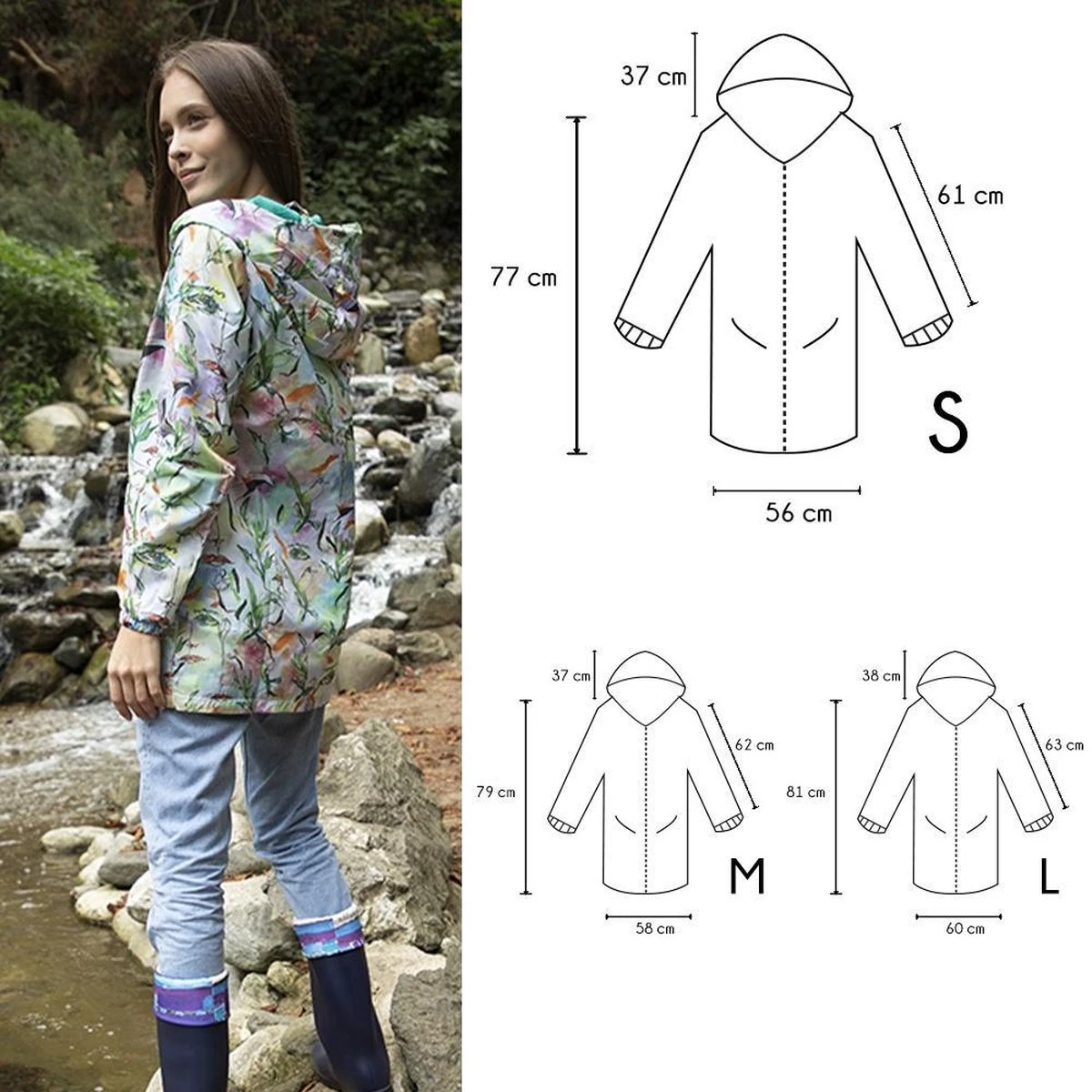 BiggDesign Faces - Dames Regenjas Waterdicht - Regenpak - Maat M 5 BiggDesign Faces - Dames Regenjas Waterdicht - Regenpak - Maat M - Afbeelding 5