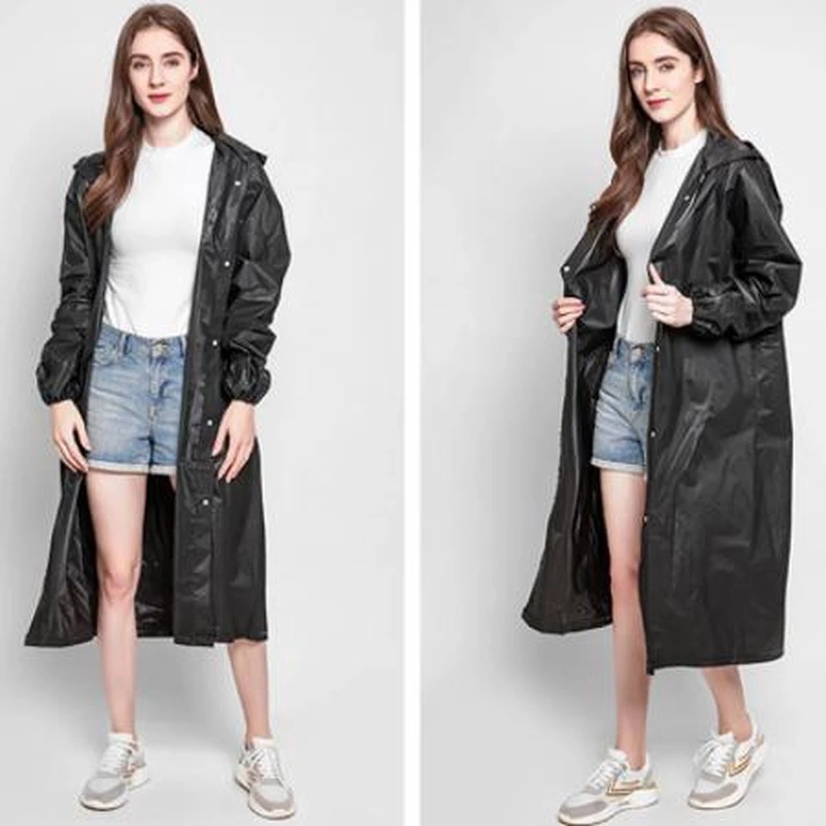 HD Shop Regenponcho - Wandelponcho - Regenjas Lang - Regenmantel - Waterdicht - Volwassenen - Herbruikbaar - Festival - Zwart Transparant - One Size 2 HD Shop Regenponcho - Wandelponcho - Regenjas Lang - Regenmantel - Waterdicht - Volwassenen - Herbruikbaar - Festival - Zwart Transparant - One Size - Afbeelding 2