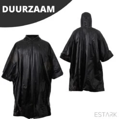 ESTARK Regenponcho TWEE Stuks - Herbruikbare Poncho Zwart - Fietsponcho Voor Dames En Heren - Regenjas - Hoge Kwaliteit - Poncho Herbruikbaar - Duurzaam - Poncho Zwart 2 -Kampeeruitrusting 1200x1200 1162