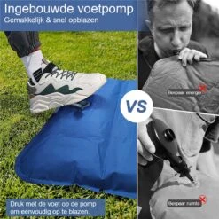 Hikr® Slaapmat 10cm+ Dikte - Comfortabel Luchtmatras - Zelfopblazend Met De Voet - TPU+40D Nylon - Slaapmatje Eenpersoons En Uit Te Breiden Tot Tweepersoons - Slaapmat Met Ingebouwde Pomp -Kampeeruitrusting 1200x1200 1216