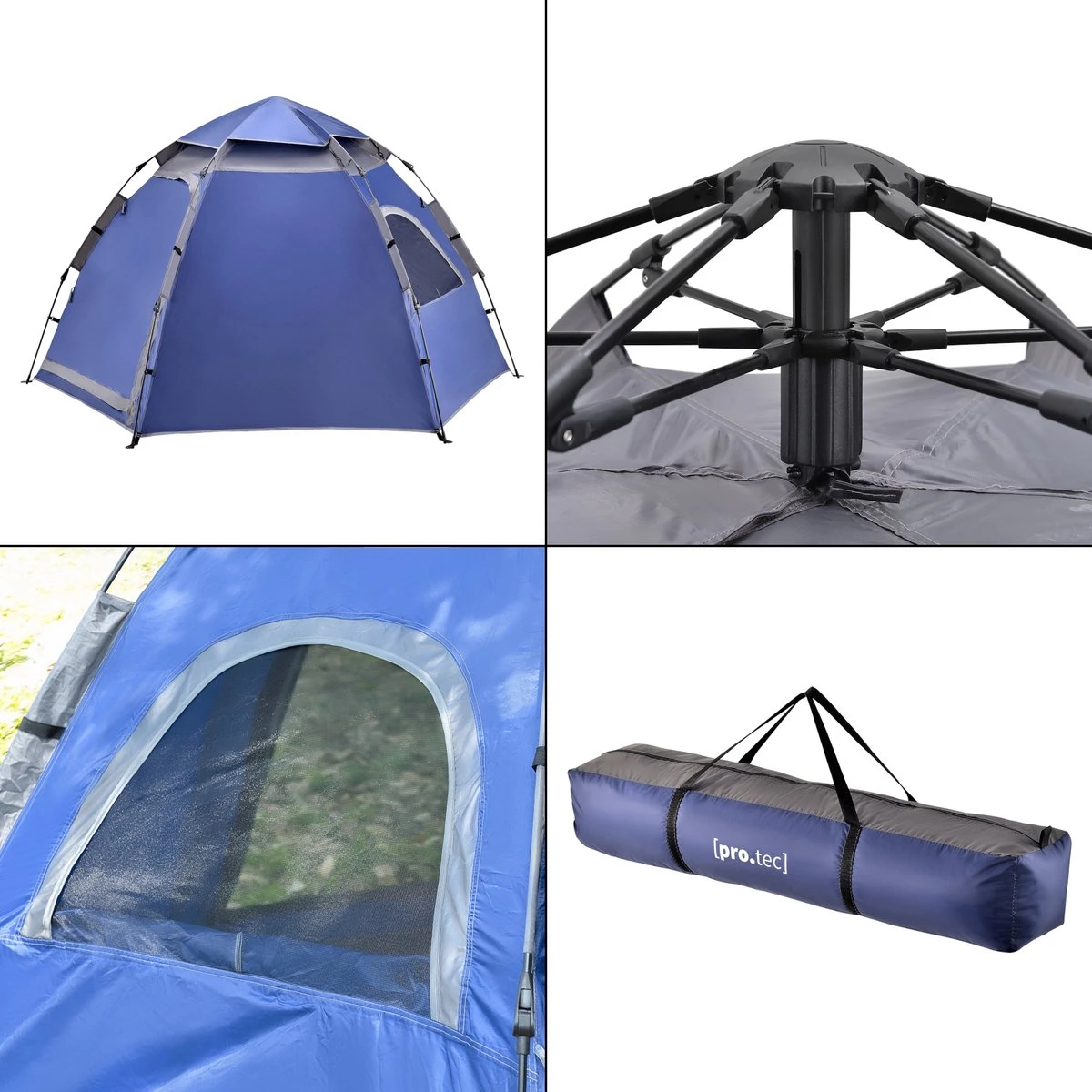 Pro-Tec Tent Nybro Automatisch 240x205x140 Cm Blauw 2 Pro-Tec Tent Nybro Automatisch 240x205x140 Cm Blauw - Afbeelding 2