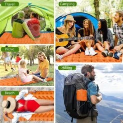 LVNRIDS Isomat, Zelfopblazend, Ultralicht, Luchtmatras, Camping, Zelfopblaasbaar, Opblaasbaar Matras, 3,9 Inch Dik, Met Voetperspomp En Kussen, Voor Camping, Reizen, Outdoor, Wandelen, Strand, Oranje -Kampeeruitrusting 1200x1200 1324