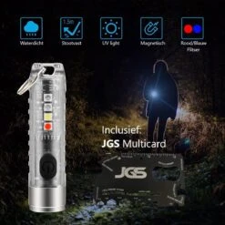 JGS Mini Zaklamp-Led-400 Lumen-USB-C-Oplaadbaar-Sleutelhanger-multifunctioneel-JGS Multicard -Kampeeruitrusting 1200x1200 1331