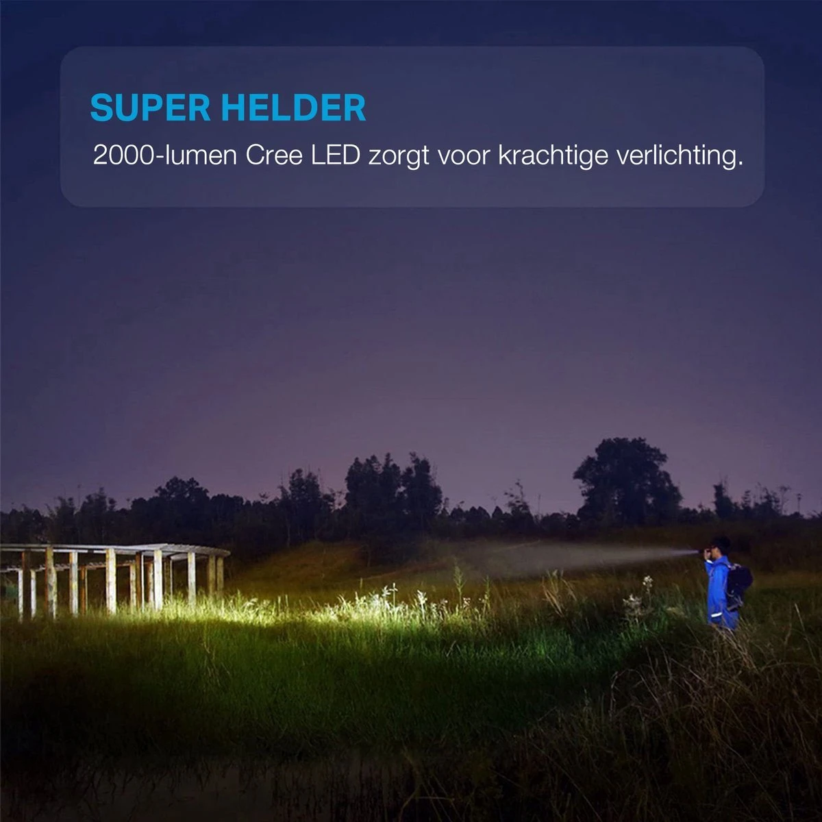 Zaklamp LED Oplaadbaar - 2000 Lumen - Inclusief 18650 En Batterijen Kabel - USB Oplaadbaar - Waterdicht - Voor Camping, Fishing, Emergency 5 Zaklamp LED Oplaadbaar - 2000 Lumen - Inclusief 18650 En Batterijen Kabel - USB Oplaadbaar - Waterdicht - Voor Camping, Fishing, Emergency - Afbeelding 5