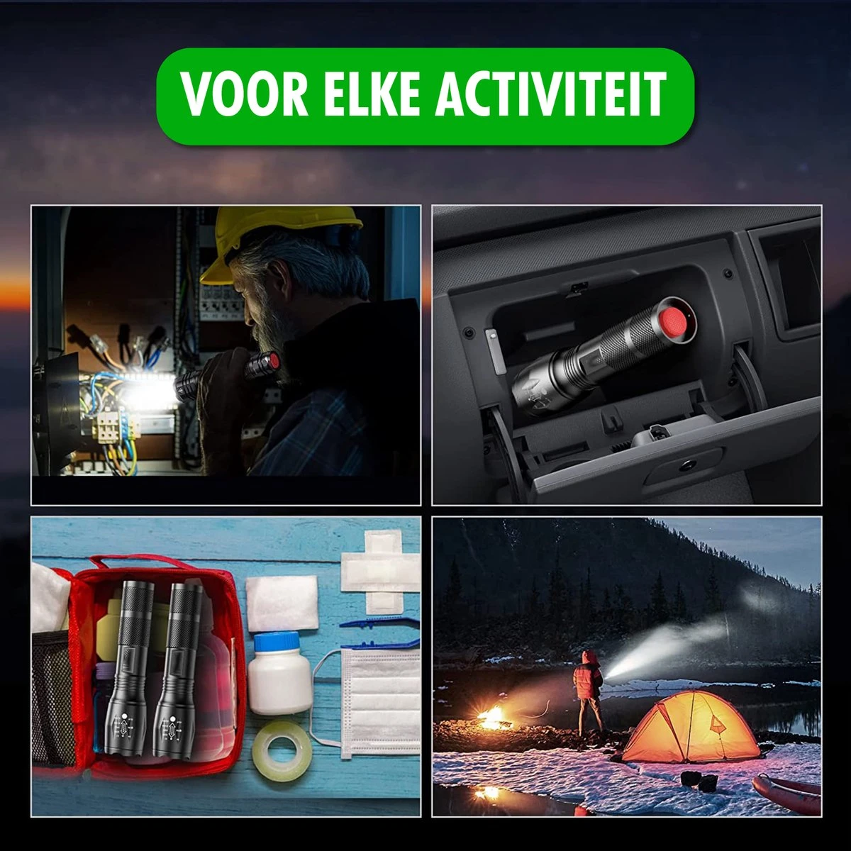 Travelhawk Zaklamp - Zaklamp Led - Zaklamp Militaire - 1000 Lumen - Waterproof - Zwart - 2 Stuks 2 Travelhawk Zaklamp - Zaklamp Led - Zaklamp Militaire - 1000 Lumen - Waterproof - Zwart - 2 Stuks - Afbeelding 2