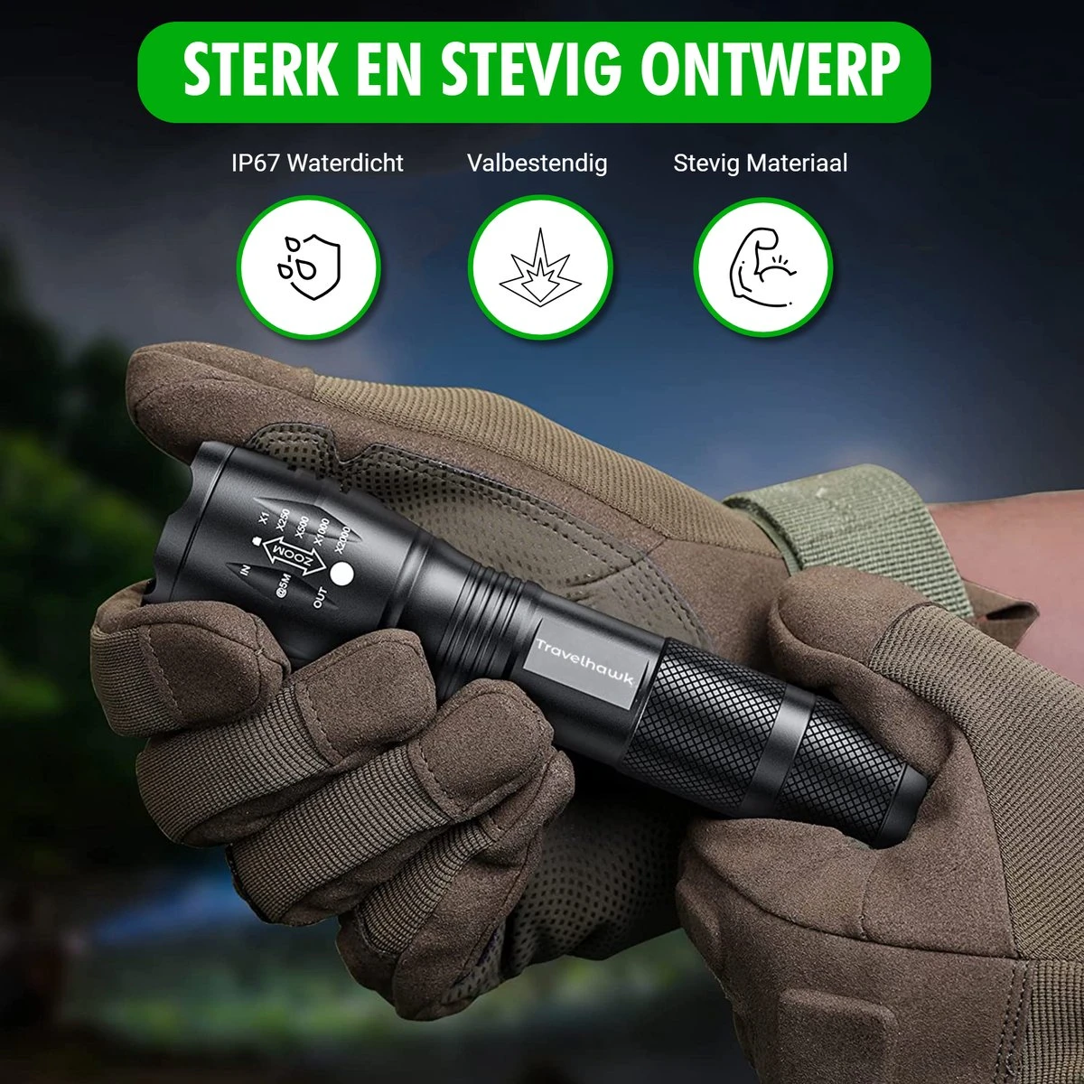 Travelhawk Zaklamp - Zaklamp Led - Zaklamp Militaire - 1000 Lumen - Waterproof - Zwart - 2 Stuks 5 Travelhawk Zaklamp - Zaklamp Led - Zaklamp Militaire - 1000 Lumen - Waterproof - Zwart - 2 Stuks - Afbeelding 5