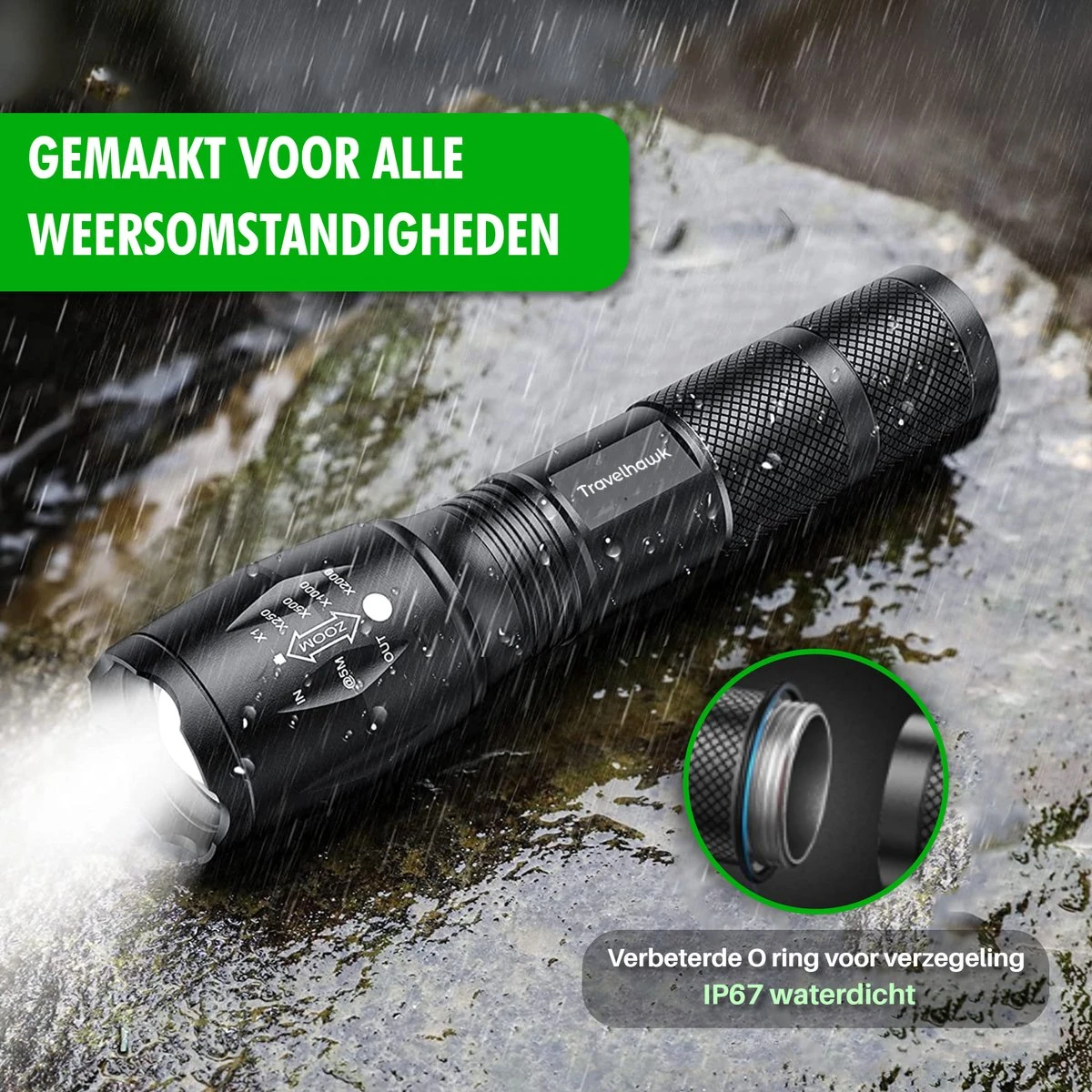 Travelhawk Zaklamp - Zaklamp Led - Zaklamp Militaire - 1000 Lumen - Waterproof - Zwart - 2 Stuks 7 Travelhawk Zaklamp - Zaklamp Led - Zaklamp Militaire - 1000 Lumen - Waterproof - Zwart - 2 Stuks - Afbeelding 7