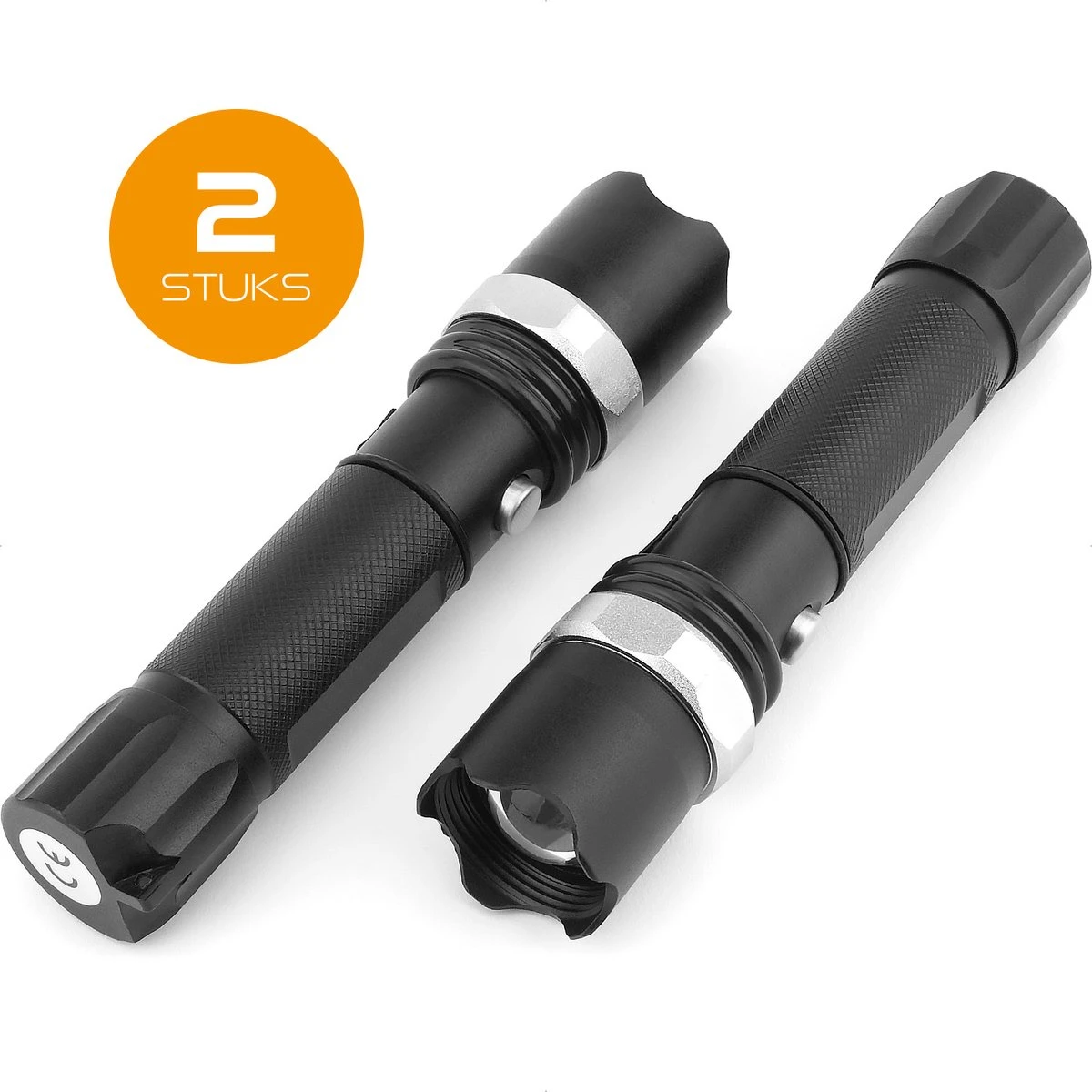 Zaklamp Set - Militaire Zaklamp LED - Zoom En Stroboscoop Functies - Waterdicht - 2 Stuks 1 Zaklamp Set - Militaire Zaklamp LED - Zoom En Stroboscoop Functies - Waterdicht - 2 Stuks