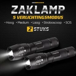 MM Brands Zaklamp - Militaire Schijnwerper - LED Zaklamp - Ook Voor Kinderen - Waterproof - 800 Lumen - 1km - 5 Standen - 2x -Kampeeruitrusting 1200x1200 1457