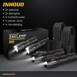 MM Brands Zaklamp - Militaire Schijnwerper - LED Zaklamp - Ook Voor Kinderen - Waterproof - 800 Lumen - 1km - 5 Standen - 2x -Kampeeruitrusting 1200x1200 1459