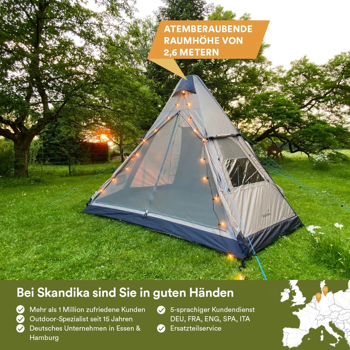 Skandika Tipi Kotona Air Opblaasbare Tent – Opblaasbare Tenten - 4 Persoons Tipi Tent – Tenten - Campingtent – Ingenaaide Tentvloer – Muggengaas – 260 Cm Stahoogte – 490 X 370 X 260 (L X B X H) – Outdoor, Camping, Tuin – Luchttent - Kamperen - Beige 7 Skandika Tipi Kotona Air Opblaasbare Tent – Opblaasbare Tenten - 4 Persoons Tipi Tent – Tenten - Campingtent – Ingenaaide Tentvloer – Muggengaas – 260 Cm Stahoogte – 490 X 370 X 260 (L X B X H) – Outdoor, Camping, Tuin – Luchttent - Kamperen - Beige - Afbeelding 7