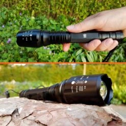 Militaire Zaklamp LED | 1000 Lumen | 2x 18650 Oplaadbare Batterij & Oplader | King Mungo KM-T14 -Kampeeruitrusting 1200x1200 1467