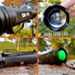 Militaire Zaklamp LED | 1000 Lumen | 2x 18650 Oplaadbare Batterij & Oplader | King Mungo KM-T14 -Kampeeruitrusting 1200x1200 1469
