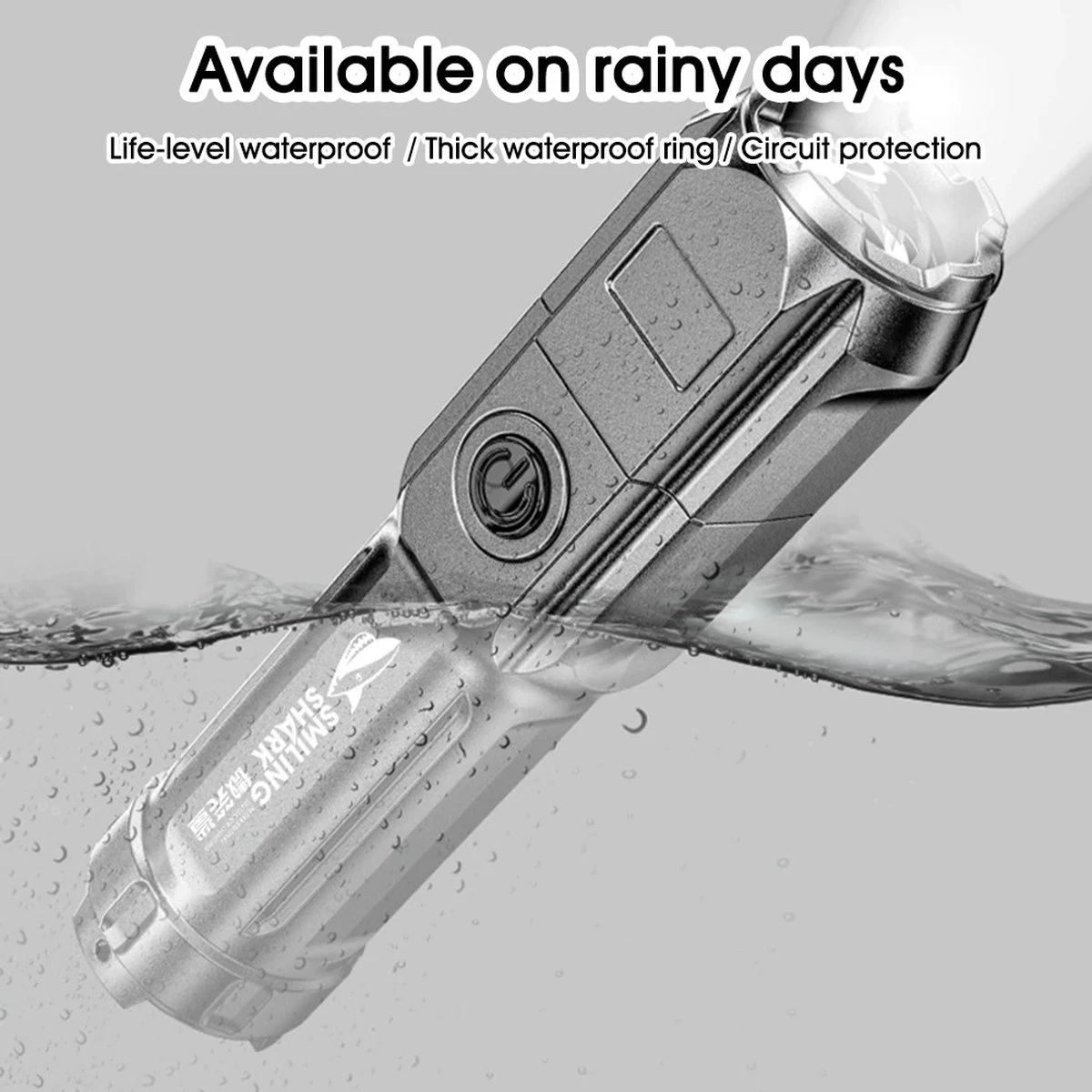 Merkloos Smiling Shark 622a Telescopische Oplaadbare LED Zaklamp - 700lm - Sterk Licht - Oplaadbaar Via USB - 1200mAh - Zwart 6 Merkloos Smiling Shark 622a Telescopische Oplaadbare LED Zaklamp - 700lm - Sterk Licht - Oplaadbaar Via USB - 1200mAh - Zwart - Afbeelding 6