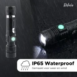 Rebela | Zaklamp Led Oplaadbaar | Flashlight Rechargeable | Waterproof Military Flashlight | Zaklamp 1200 Lumen | Inzoombaar | Oplaadbaar | Inclusief 1 Stuk Oplaadbare Batterij 18650 | Zwart -Kampeeruitrusting 1200x1200 1487