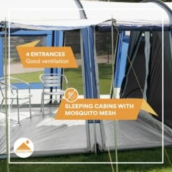 Skandika Montana 8 Tent – Tunneltenten – 8 Persoons Tent – Campingtent – 200 Cm Stahoogte – 2-4 Slaapcabines - Muggengaas – Familietent – 4 Ingangen – 700 X 310 X 200 Cm (L X B X H) - 5000 Mm Waterkolom – Outdoor, Camping – Kamperen – Blauw 11 Skandika Montana 8 Tent – Tunneltenten – 8 Persoons Tent – Campingtent – 200 Cm Stahoogte – 2-4 Slaapcabines - Muggengaas – Familietent – 4 Ingangen – 700 X 310 X 200 Cm (L X B X H) - 5000 Mm Waterkolom – Outdoor, Camping – Kamperen – Blauw -Kampeeruitrusting 1200x1200 166