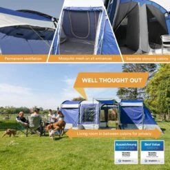 Skandika Montana 8 Tent – Tunneltenten – 8 Persoons Tent – Campingtent – 200 Cm Stahoogte – 2-4 Slaapcabines - Muggengaas – Familietent – 4 Ingangen – 700 X 310 X 200 Cm (L X B X H) - 5000 Mm Waterkolom – Outdoor, Camping – Kamperen – Blauw 17 Skandika Montana 8 Tent – Tunneltenten – 8 Persoons Tent – Campingtent – 200 Cm Stahoogte – 2-4 Slaapcabines - Muggengaas – Familietent – 4 Ingangen – 700 X 310 X 200 Cm (L X B X H) - 5000 Mm Waterkolom – Outdoor, Camping – Kamperen – Blauw -Kampeeruitrusting 1200x1200 172