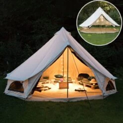 Skandika Tipii 400 Canvas Tent – Tipi-tenten – 8 Persoons Familietent - Campingtent – Muggengaas – 250 Cm Stahoogte – 400 Cm Diameter – 4000 Mm Waterkolom – Indische Tent, Partytent, Festivaltent – Outdoor, Camping, Tuin – Kamperen – Wit -Kampeeruitrusting 1200x1200 179
