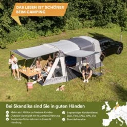 Skandika Pitea XL UP Tent – Koepeltenten - Autotent – 4 Persoons Campingtent Voor SUV, Caddy, Auto, CUV – Vrijstaand – Met/zonder Slaapcabine – Max. Stahoogte 200 Cm – Waterdicht Met 3000mm Waterkolom - 515 X 300 X 200 Cm (LxBxH) – Kamperen - Grijs -Kampeeruitrusting 1200x1200 199