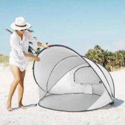Deryan Luxe Pop Up Strandtent XXL - Anti-UV 50+ - Zilver -Kampeeruitrusting 1200x1200 210