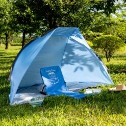 Navaris Windscherm Voor Het Strand - Zon- En Windbescherming Voor Drie Personen - Pop-up Speeltent Met UV- Bescherming - Beach Shelter Met Draagtas -Kampeeruitrusting 1200x1200 216