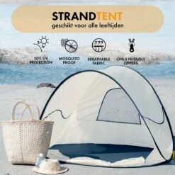 Deryan Luxe Pop Up Strandtent - Anti-UV 50+ - Cream -Kampeeruitrusting 1200x1200 222
